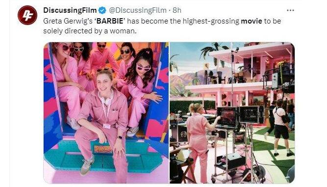 《芭比》导演打破贾玲记录 成全球票房最高女性导演